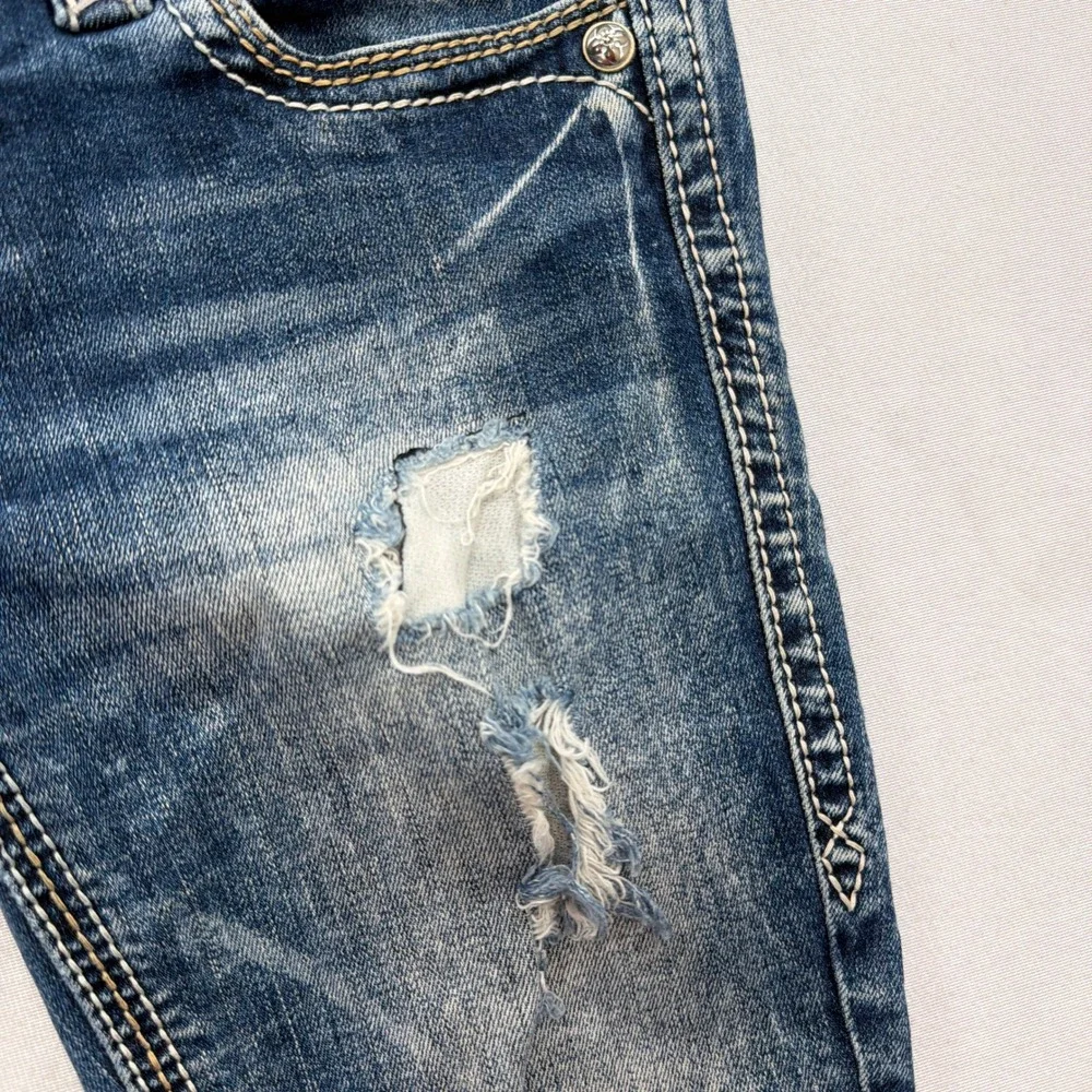 Rock Revival Jeans Sun Boot Distressed Embroidered Blue Women Size 26